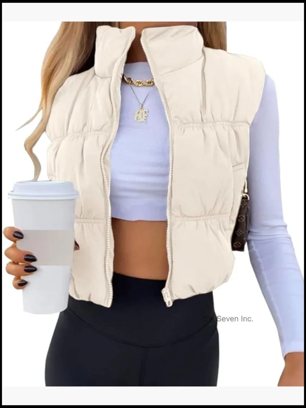Womens Crop Puffer Vest Zip Up Lightweight Sleeveless Warm Padded Vest - Picture 1 of 7